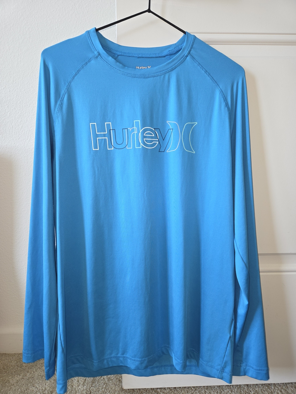 Hurley Men's UPF Long Sleeve Tee Size M - Aqua Blue